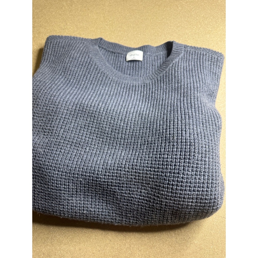Wilfred Free Aritzia Grey 100% Merino Wool Waffle Knit Crew Neck Sweater 1X